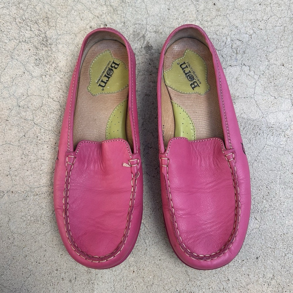 BORN (BØRN) Pink Leather Slip-On Loafers/Moccasins - Size 8.5 40 - Picture 2 of 13